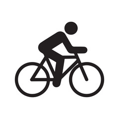 Obraz premium Silhouette of a cyclist in action on a bicycle symbolizing sport transportation and healthy lifestyle activity represented as a simple icon silhouette