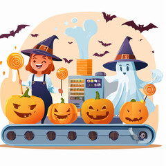 Witches Producing Jack O' Lanterns
