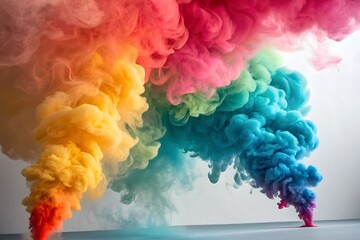 Abstract Colorful Smoke Clouds Representing Dye Entering Fibers
