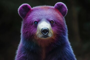 Obraz premium Colorful bear showcasing vibrant hues influenced by emotions in a natural setting