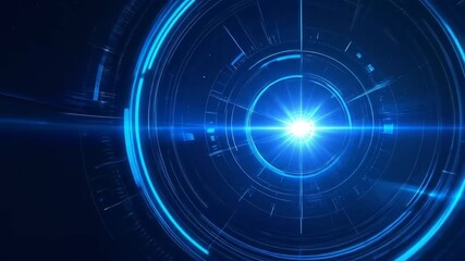 Abstract technological animation background with glowing futuristic elements rotating and moving - Powered by Adobe