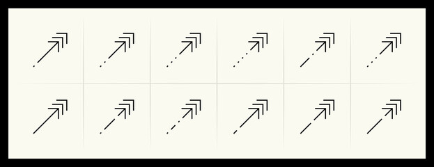 Arrow top right direction icon set. Interface arrows, direction, navigate, top right, up, upward and more.