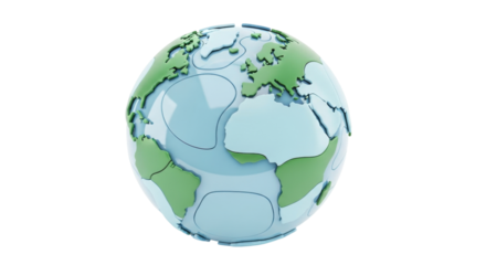 Isolated globe showing continents and oceans, 3D render, environmental concept