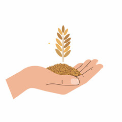 Young woman enjoying rain with clouds and sun illustration  