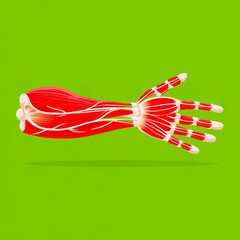 Educational Flat Volume of Hand Muscle Structure for Anatomy Study