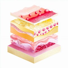 Skin Layers Anatomy Cut-Through View Illustrating Different Layers