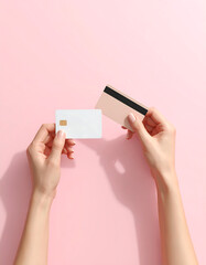 A person's hands holding a credit card