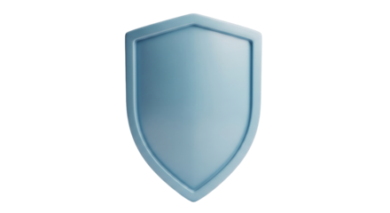 Isolated light blue shield symbol, protection and security, defence and safety emblem