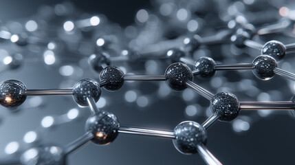 Close-Up of Graphene Molecular Structure with Metallic Bonds in a Scientific Nanotechnology Visualization
