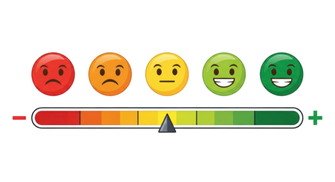 Isolated five emoticon satisfaction feedback scale, a performance measuring indicator gauge
