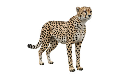 Isolated Cheetah, Majestic Feline Standing Alert, Nature's Speed, Wildlife and African Safari