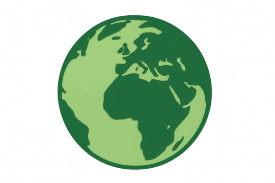 Green earth globe representing ecology, environment, sustainability, and global protection on transparent background