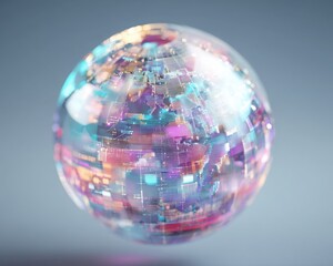 Futuristic Digital Prism Globe with Holographic Light Reflections