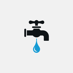 Modern Minimalist Faucet Logo with Dripping Water Effect