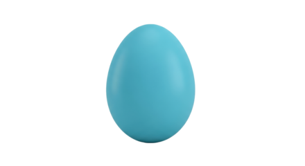 Isolated bright turquoise blue Easter egg, single springtime object, holiday decor item