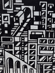 Abstract Black and White Cityscape Illustration