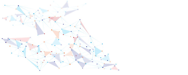 Abstract colorful polygon connection mesh futuristic communication technology concept dots lines connect network design on transparent background. 