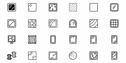 Dynamic collection of minimalist window and screen icons for website design and app development, offering a versatile set of modern and clean symbols
