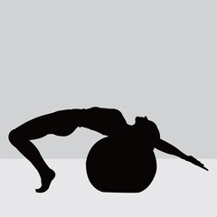 Silhouette of a woman in a Pilates pose, a fitness exercise. Illustration design.