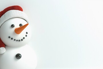 Obraz premium Snowman levitating in a snowy landscape with a red scarf and cheerful expression