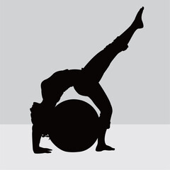 Silhouette of a woman in a Pilates pose, a fitness exercise. Illustration design.