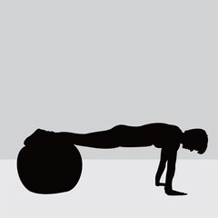 Silhouette of a woman in a Pilates pose, a fitness exercise. Illustration design.