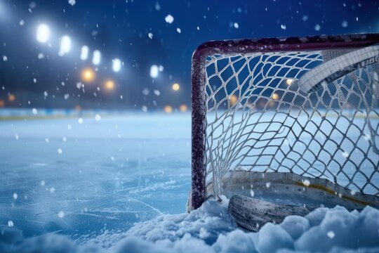 Hockey ice rink sport arena empty field sports hockey illuminated.