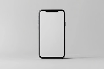 Gray smartphone mockup, front view on a plain white background