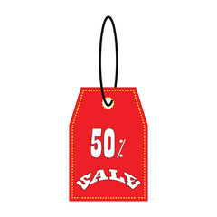 sale tag with red ribbon