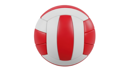 Isolated red and white volleyball for summer beach sports, athletic team competition