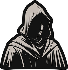 Design of mystery hooded monk