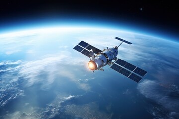 Satellites are seen over the earth space astronomy exploration.