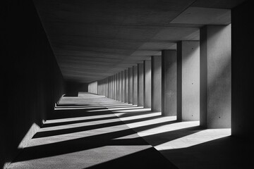 Exploration of light and shadow in a curving tunnel at midday