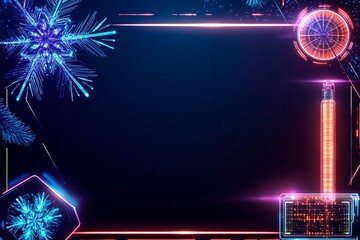 Modern holographic display featuring decorative elements with a futuristic touch for celebrations in a festive setting