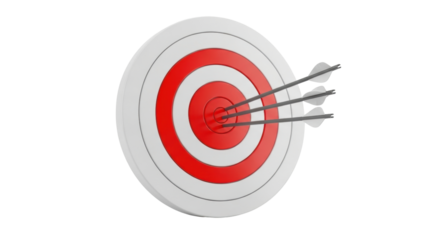 Isolated target with arrows, bullseye, success and focus, strategic objective concept