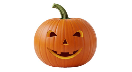 Isolated jack o'lantern pumpkin with happy smile ready for Halloween celebration decor