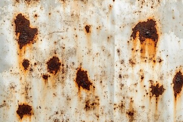 Close-up view of a rusty surface showing intricate natural stains and textures in an industrial setting