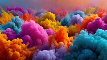 Vibrant Clouds of Color in a Festive Holi Celebration Scene