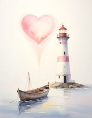 A lighthouse with a heart shaped