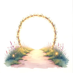 A path leading towards a softly glowing