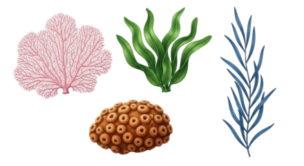 Isolated aquatic plant life marine elements coral sea underwater, ocean, wildlife, plants