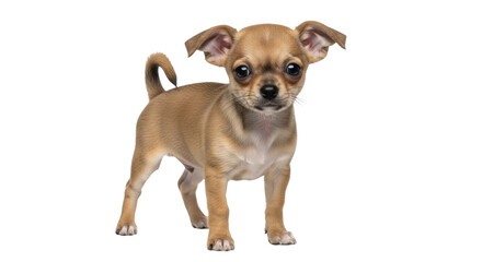 Isolated chihuahua puppy looking at the camera, cute small dog animal standing up