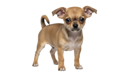 Isolated chihuahua puppy looking at the camera, cute small dog animal standing up