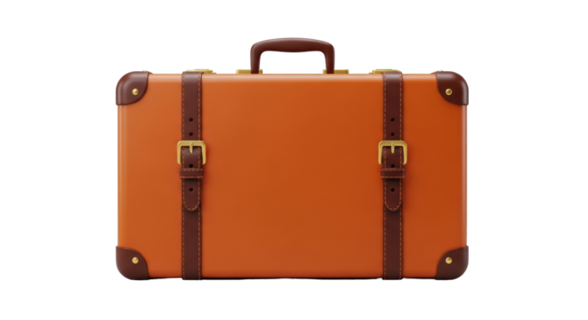 Isolated vintage luggage suitcase for travel, transportation of personal belongings, carry on