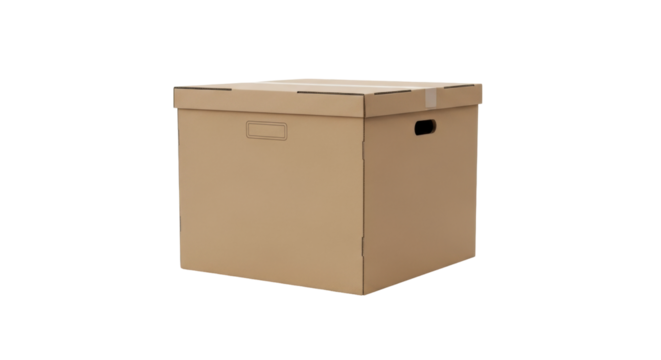 Isolated cardboard box, brown storage container, home organizing, shipping and moving supplies - Powered by Adobe