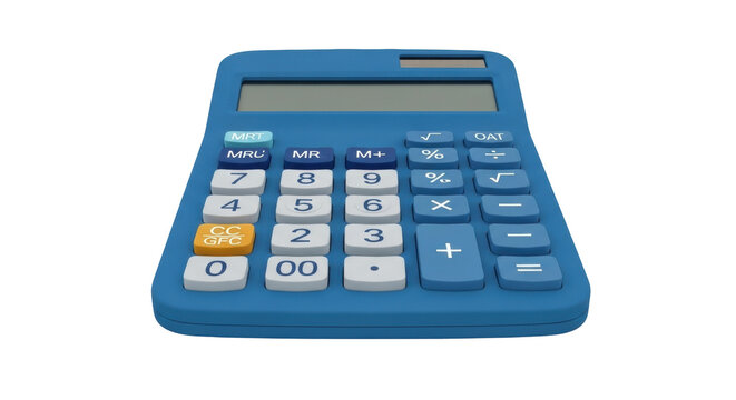 Isolated calculator with numbers for math, banking, finance, accounting and bookkeeping use