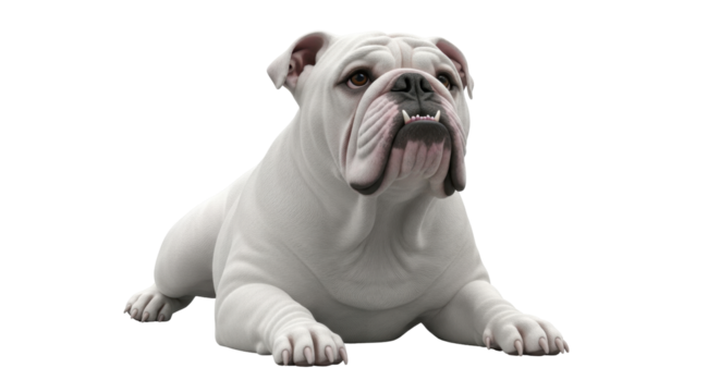 Isolated English Bulldog resting, a beautiful representative of canine pets in studio light