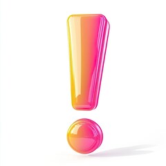 Bright exclamation point, vibrant pink-orange gradient