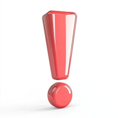 A vibrant, glossy, red exclamation point against a white background.  The exclamation point has a 3D, almost plastic, appearance, with smooth, reflective surfaces