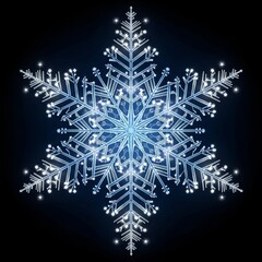 Christmas Neon Icon - Snowflake Glowing in Winter Sky.